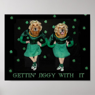 Póster Golden retriever Stepdancers que obtem Jiggy com