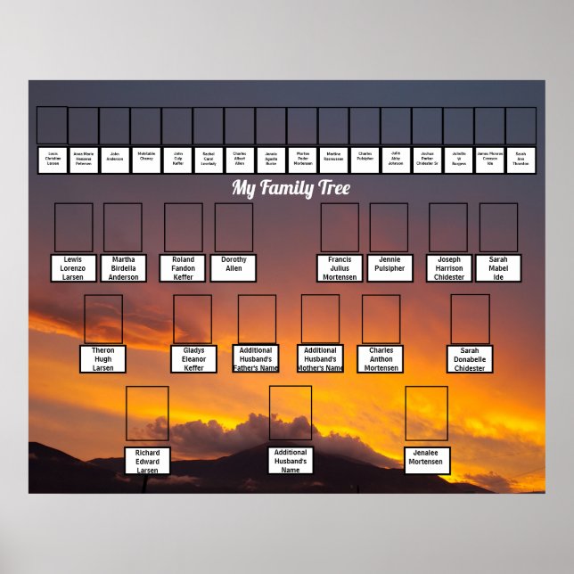 Poster Golden Sunset Personalized Family Trees (Frente)