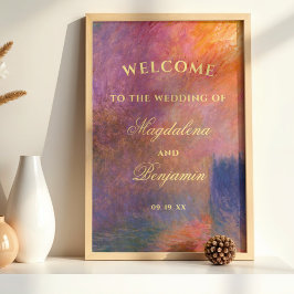Poster Golden Sunset Sky Monet Painting Wedding Welcome