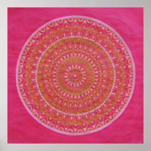 Póster Golden wheel Mandala