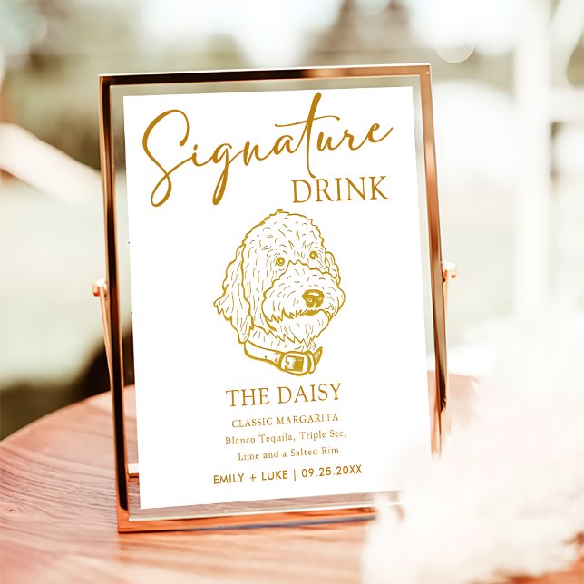 Poster Goldendoodle Dog Signature Drink Sign (Criador carregado)