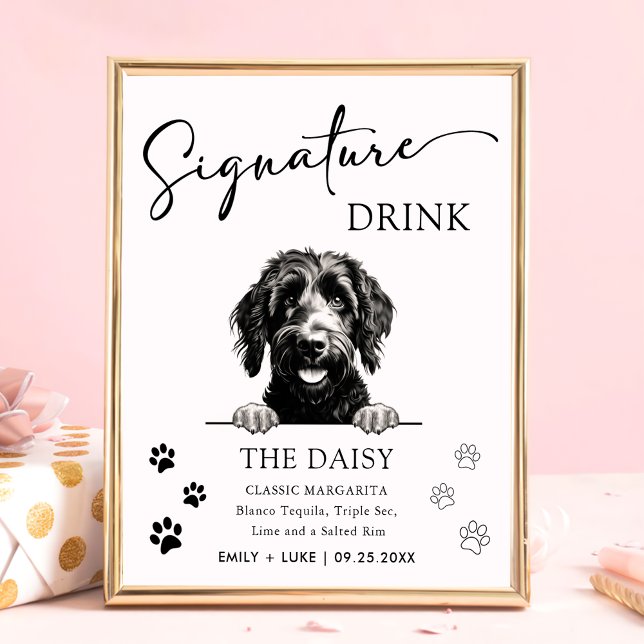 Poster Goldendoodle Dog Signature Drink Sign (Criador carregado)