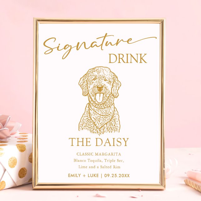 Poster Goldendoodle Dog Signature Drink Sign (Criador carregado)