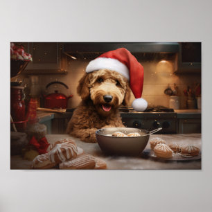 Poster Goldendoodle Natal Cookies Festas Festivas