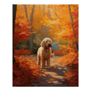 Póster Goldendoodle no outono deixa cair inspiração