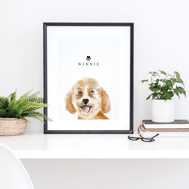 Poster Goldendoodle Watercolor Ilustração Nome do Cão (Criador carregado)