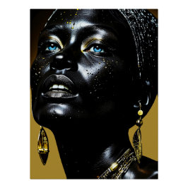 Póster Goldene Eleganz: Schwarze Schönheit mit Schmuck