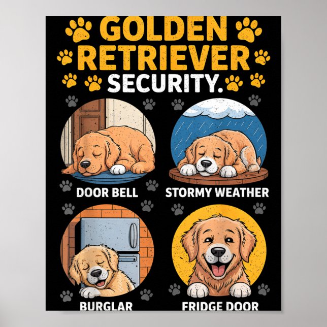 Poster Goldens Tee Golden Retriever Security Funny  (Frente)