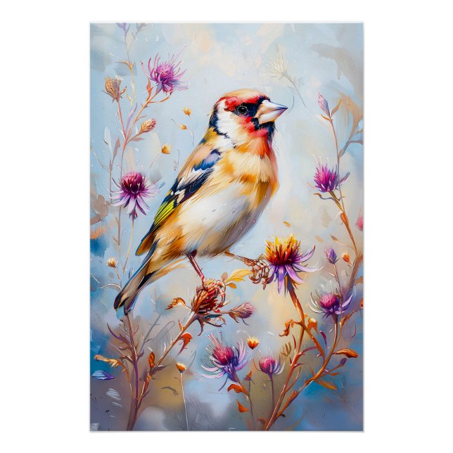 Póster Goldfinch em Voo, Estilo Impressionista (Frente)