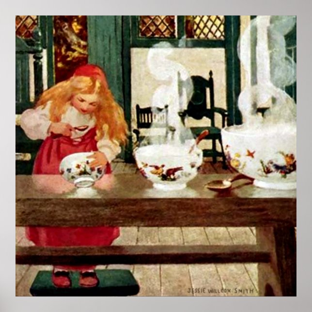 Poster "Goldilocks and the Porridge", por Jessie W Smith (Frente)