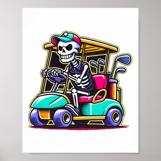 Poster Goleiro de carrinho de golfe esqueleto de Hallowee (Frente)