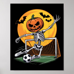 Poster Goleiro de Esqueleto de Abóbora Futebol de Hallowe