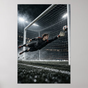 Poster Goleiro de Futebol Fazendo Defesa em Plonge – Dram