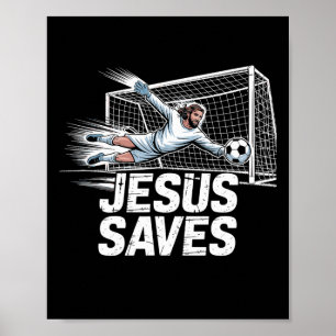 Poster Goleiro de Futebol Jesus Salva Cristão