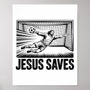 Poster Goleiro de Futebol Jesus Salva Cristão