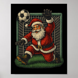 Poster Goleiro de Futebol Papai Noel Natal Esportes Menin