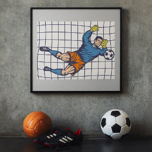 Poster Goleiro de Futebol Salvando com Dives