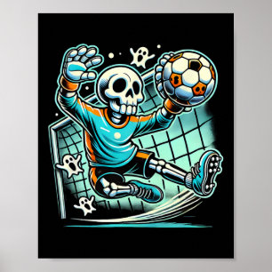 Poster Goleiro Esqueleto de Halloween Futebol