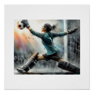 Póster Goleiro Salva Bola de Futebol,