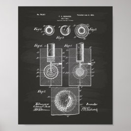 Póster Golf Ball 1902 Patent Art - Chalkboard