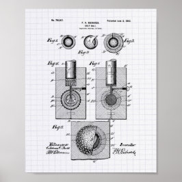 Poster Golf Ball 1902 Patent Art - Lined Peper