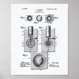 Poster Golf Ball 1902 Patent Art - Livro Branco