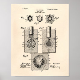 Poster Golf Ball 1902 Patent Art - Old Peper