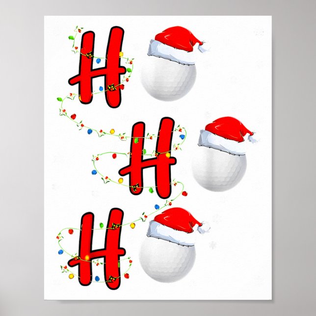 Poster Golf Ball Santa Hat Ho Ho Ho Men Women Christmas X (Frente)