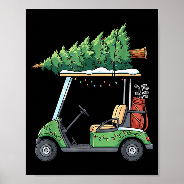 Poster Golf Cart Christmas Tree Lights Funny For Men Wome (Frente)