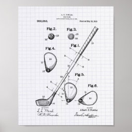 Poster Golf Club 1910 Patent Art - Lined Peper