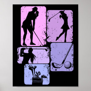 Poster Golf Club Golfer Golfe Mulheres Meninas Crianças