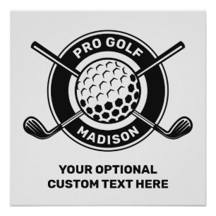Póster Golf de Nome e Texto Personalizado