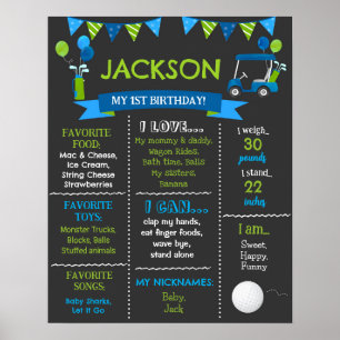Poster Golf Hole em um Conselho de Sinal de Milestone de 