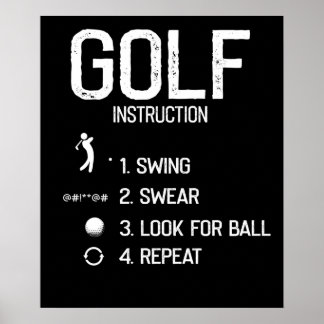Poster Golf Instruções engraçadas Golf
