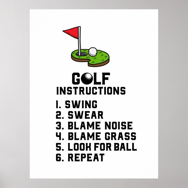 Poster Golf Instruction Swing Sweat Flag hole on green (Frente)