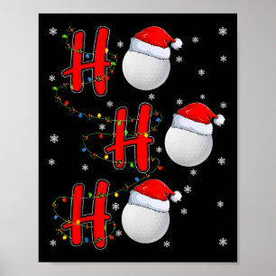 Poster Golf Ll Papai Noel Chapéu Ho Ho Ho Homens Mulheres