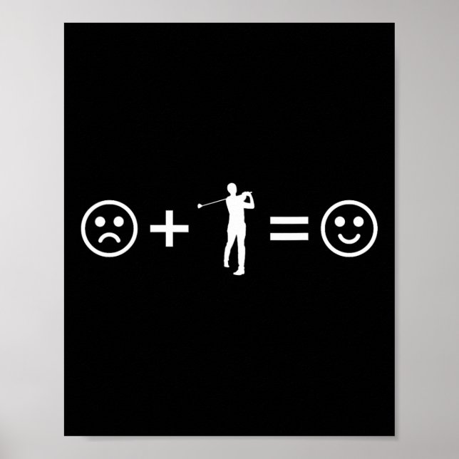 Poster Golf Lover Player Sad Happy Face Equation  (Frente)