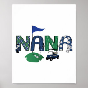 Poster Golf Nana Buraco Em Uma Primeira Festa de aniversá