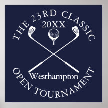 Golf Tournament Classic Event Navy Blue Sign