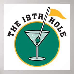 Póster golfe 19º buraco bebe humor do tempo