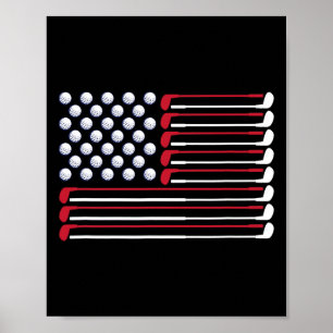 Poster Golfe Bandeira Americana Amante do Jogador de Golf