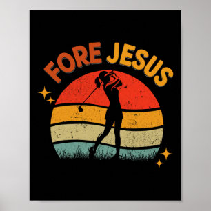 Poster Golfe Cristão Jesus Retro 70s Golfe Religioso