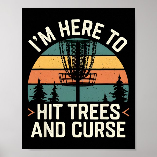 Poster Golfe de Disco Engraçado Bate Árvores e Xinga Retr (Frente)