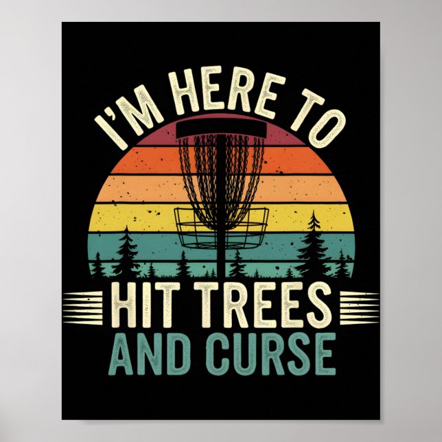 Poster Golfe de Disco Engraçado Bate Árvores e Xinga Retr (Frente)