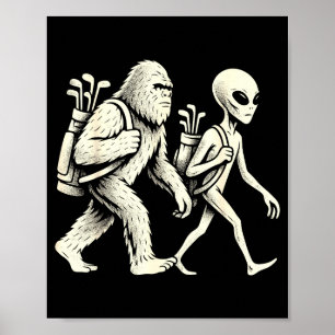 Poster Golfe Divertido Bigfoot Sasquatch Alien Ovni Golfi
