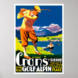 Póster Golfe do vintage na suiça