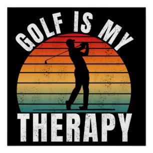 Póster Golfe é minha terapia Tipografia Vintage Engraçada