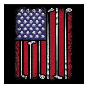 Póster Golfe Engraçado Bandeira Americana Golf Player Vin