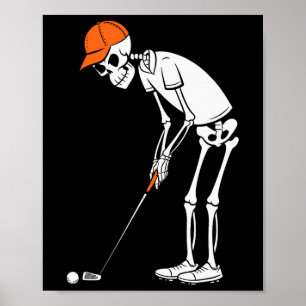 Poster Golfe Esqueleto Divertido Golfe de Halloween Espor