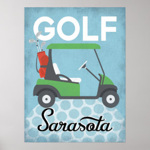Poster Golfe Sarasota Flórida - Viagem Retro Vintage